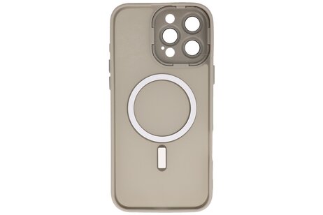 BAOHU Hoesje Geschikt voor de iPhone 16 Pro - Mat-Transparent met Camera Beschermer Magnetic Case - Grijs