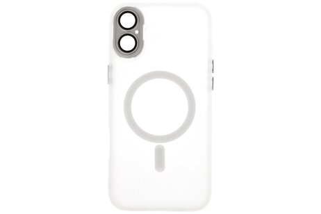 BAOHU Hoesje Geschikt voor de iPhone 16 Plus - Mat-Transparent met Camera Beschermer Magnetic Case - Wit
