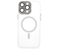 BAOHU Hoesje Geschikt voor de iPhone 16 Pro Max - Mat-Transparent met Camera Beschermer Magnetic Case - Wit