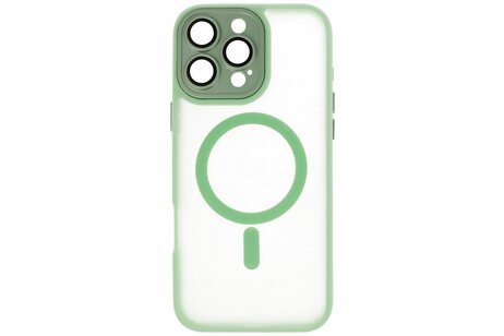 BAOHU Hoesje Geschikt voor de iPhone 16 Pro Max - Mat-Transparent met Camera Beschermer Magnetic Case - Groen