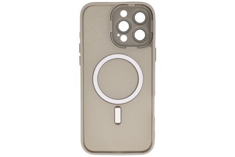 BAOHU Hoesje Geschikt voor de iPhone 16 Pro Max - Mat-Transparent met Camera Beschermer Magnetic Case - Grijs