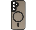 BAOHU Hoesje Geschikt voor de Samsung Galaxy S24 - S25 - Mat-Transparent met Camera Beschermer Magnetic Case - Zwart