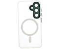 BAOHU Hoesje Geschikt voor de Samsung Galaxy S24 - S25 - Mat-Transparent met Camera Beschermer Magnetic Case - Wit