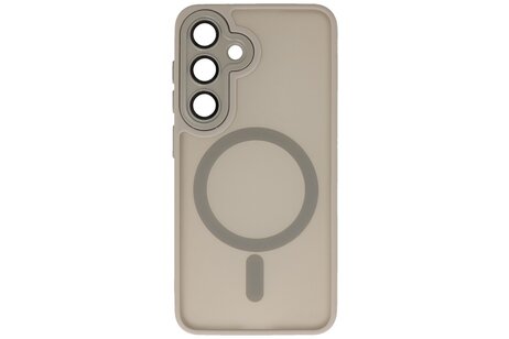BAOHU Hoesje Geschikt voor de Samsung Galaxy S24 - S25 - Mat-Transparent met Camera Beschermer Magnetic Case - Grijs