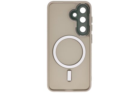 BAOHU Hoesje Geschikt voor de Samsung Galaxy S24 - S25 - Mat-Transparent met Camera Beschermer Magnetic Case - Grijs