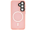 BAOHU Hoesje Geschikt voor de Samsung Galaxy S24 - S25 - Mat-Transparent met Camera Beschermer Magnetic Case - Roze