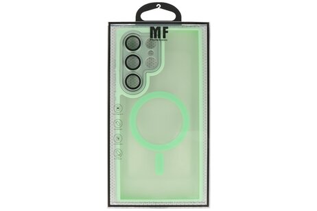 BAOHU Hoesje Geschikt voor de Samsung Galaxy S24 Ultra - Mat-Transparent met Camera Beschermer Magnetic Case - Groen