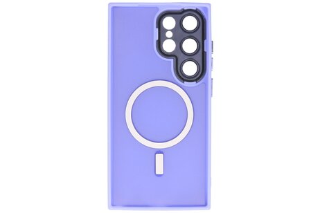BAOHU Hoesje Geschikt voor de Samsung Galaxy S24 Ultra - Mat-Transparent met Camera Beschermer Magnetic Case - Paars