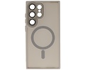 BAOHU Hoesje Geschikt voor de Samsung Galaxy S24 Ultra - Mat-Transparent met Camera Beschermer Magnetic Case - Grijs