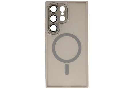 BAOHU Hoesje Geschikt voor de Samsung Galaxy S24 Ultra - Mat-Transparent met Camera Beschermer Magnetic Case - Grijs