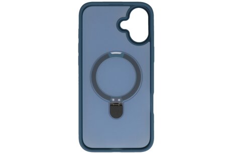 BAOHU Hoesje Geschikt voor de iPhone 16 - Magnetic Mat-Transparent - Camera Beschermer met Staande Functie - Blauw