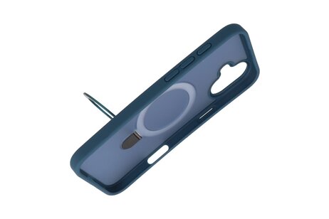 BAOHU Hoesje Geschikt voor de iPhone 16 - Magnetic Mat-Transparent - Camera Beschermer met Staande Functie - Blauw