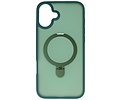 BAOHU Hoesje Geschikt voor de iPhone 16 - Magnetic Mat-Transparent - Camera Beschermer met Staande Functie - Donker Groen