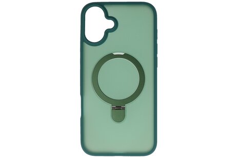 BAOHU Hoesje Geschikt voor de iPhone 16 - Magnetic Mat-Transparent - Camera Beschermer met Staande Functie - Donker Groen