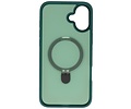 BAOHU Hoesje Geschikt voor de iPhone 16 - Magnetic Mat-Transparent - Camera Beschermer met Staande Functie - Donker Groen