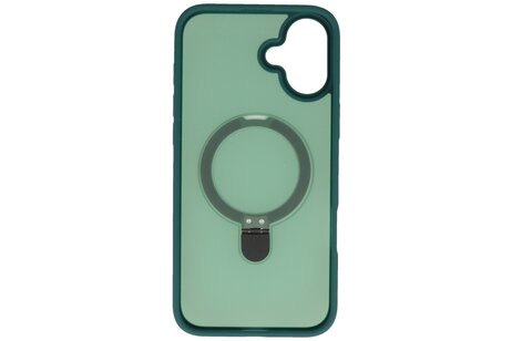 BAOHU Hoesje Geschikt voor de iPhone 16 - Magnetic Mat-Transparent - Camera Beschermer met Staande Functie - Donker Groen