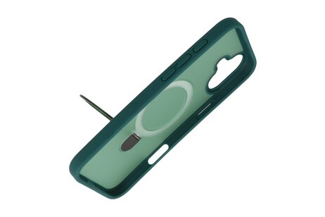 BAOHU Hoesje Geschikt voor de iPhone 16 - Magnetic Mat-Transparent - Camera Beschermer met Staande Functie - Donker Groen