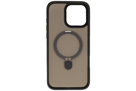 BAOHU Hoesje Geschikt voor de iPhone 16 Pro - Magnetic Mat-Transparent - Camera Beschermer met Staande Functie - Zwart