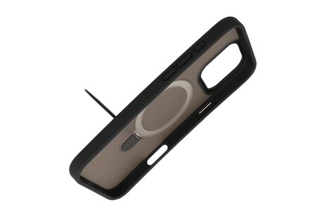 BAOHU Hoesje Geschikt voor de iPhone 16 Pro - Magnetic Mat-Transparent - Camera Beschermer met Staande Functie - Zwart