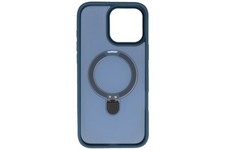 BAOHU Hoesje Geschikt voor de iPhone 16 Pro - Magnetic Mat-Transparent - Camera Beschermer met Staande Functie - Blauw