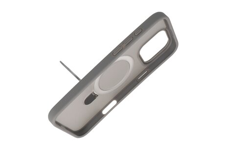 BAOHU Hoesje Geschikt voor de iPhone 16 Pro - Magnetic Mat-Transparent - Camera Beschermer met Staande Functie - Grijs