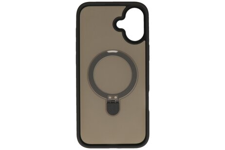 BAOHU Hoesje Geschikt voor de iPhone 16 Plus - Magnetic Mat-Transparent - Camera Beschermer met Staande Functie - Zwart