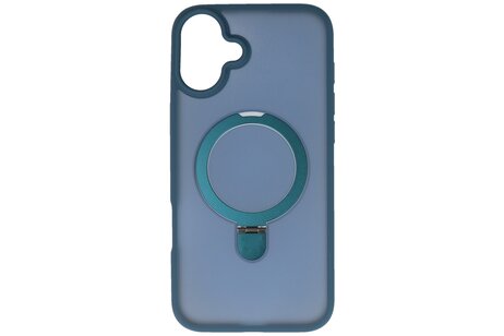 BAOHU Hoesje Geschikt voor de iPhone 16 Plus - Magnetic Mat-Transparent - Camera Beschermer met Staande Functie - Blauw