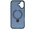 BAOHU Hoesje Geschikt voor de iPhone 16 Plus - Magnetic Mat-Transparent - Camera Beschermer met Staande Functie - Blauw