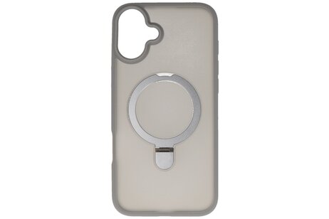 BAOHU Hoesje Geschikt voor de iPhone 16 Plus - Magnetic Mat-Transparent - Camera Beschermer met Staande Functie - Grijs