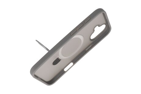 BAOHU Hoesje Geschikt voor de iPhone 16 Plus - Magnetic Mat-Transparent - Camera Beschermer met Staande Functie - Grijs
