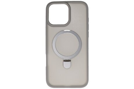 BAOHU Hoesje Geschikt voor de iPhone 16 Pro Max - Magnetic Mat-Transparent - Camera Beschermer met Staande Functie - Grijs