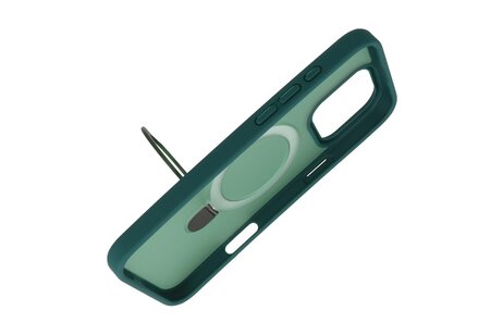 BAOHU Hoesje Geschikt voor de iPhone 16 Pro Max - Magnetic Mat-Transparent - Camera Beschermer met Staande Functie - Donker Groen