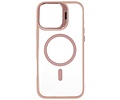 BAOHU Hoesje Geschikt voor de iPhone 16 - Magnetic Transparent - Camera Beschermer met Staande Functie - Pink
