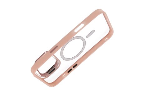 BAOHU Hoesje Geschikt voor de iPhone 16 - Magnetic Transparent - Camera Beschermer met Staande Functie - Pink