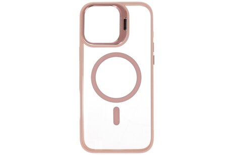BAOHU Hoesje Geschikt voor de iPhone 16 Pro - Magnetic Transparent - Camera Beschermer met Staande Functie - Pink