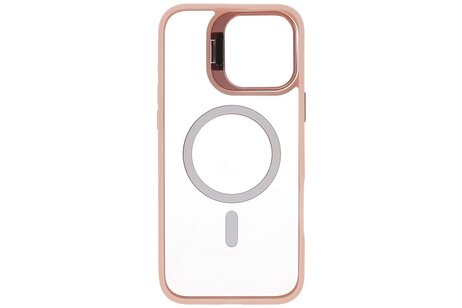 BAOHU Hoesje Geschikt voor de iPhone 16 Pro - Magnetic Transparent - Camera Beschermer met Staande Functie - Pink