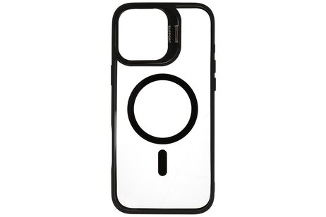 BAOHU Hoesje Geschikt voor de iPhone 16 Plus - Magnetic Transparent - Camera Beschermer met Staande Functie - Zwart