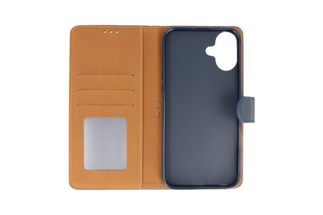 BAOHU Zakelijke Book Case Telefoonhoesje - Portemonnee Hoesje - Geschikt voor de iPhone 16 - Navy