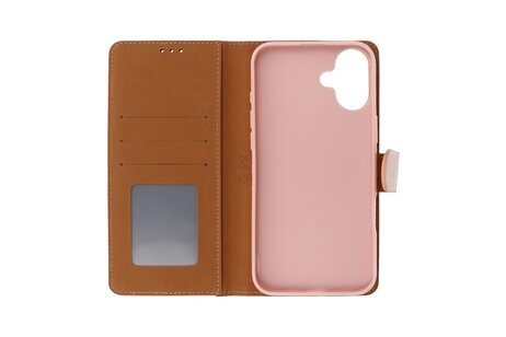BAOHU Zakelijke Book Case Telefoonhoesje - Portemonnee Hoesje - Geschikt voor de iPhone 16 - Rose Goud