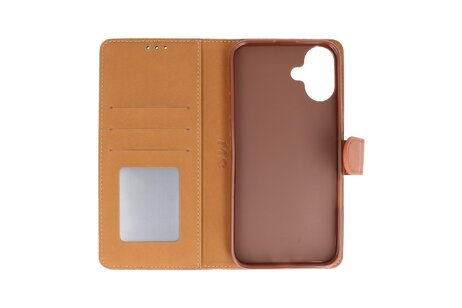 BAOHU Zakelijke Book Case Telefoonhoesje - Portemonnee Hoesje - Geschikt voor de iPhone 16 Plus - Bruin