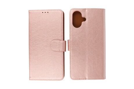 BAOHU Zakelijke Book Case Telefoonhoesje - Portemonnee Hoesje - Geschikt voor de iPhone 16 Plus - Rose Goud