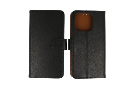 BAOHU Zakelijke Book Case Telefoonhoesje - Portemonnee Hoesje - Geschikt voor de iPhone 16 Pro - Zwart