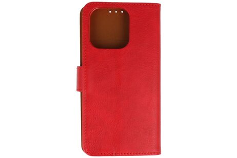 BAOHU Zakelijke Book Case Telefoonhoesje - Portemonnee Hoesje - Geschikt voor de iPhone 16 Pro - Rood