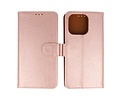 BAOHU Zakelijke Book Case Telefoonhoesje - Portemonnee Hoesje - Geschikt voor de iPhone 16 Pro - Rose Goud