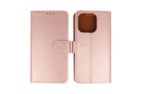 BAOHU Zakelijke Book Case Telefoonhoesje - Portemonnee Hoesje - Geschikt voor de iPhone 16 Pro - Rose Goud