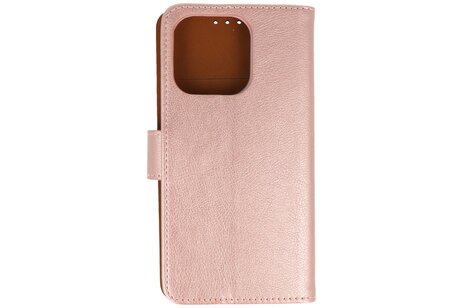 BAOHU Zakelijke Book Case Telefoonhoesje - Portemonnee Hoesje - Geschikt voor de iPhone 16 Pro - Rose Goud
