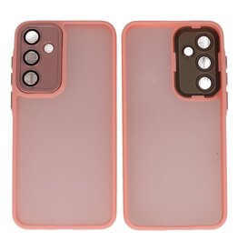 BAOHU Mat-Transparent met Camera Beschermer Case voor Samsung Galaxy A15 Roze