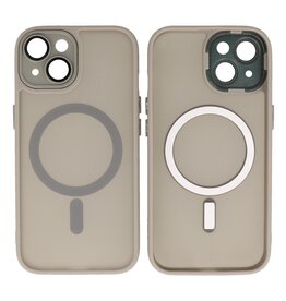BAOHU Mat-Transparent met Camera Beschermer Magsafe Case voor iPhone 14 - 13 Grijs