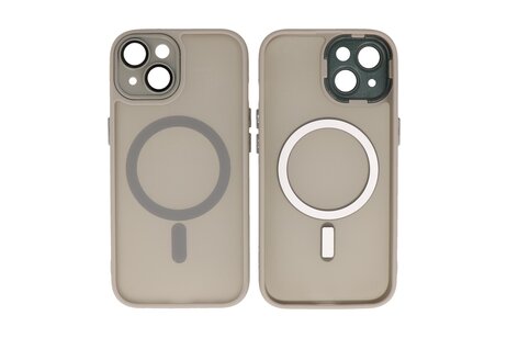 BAOHU Hoesje Geschikt voor de iPhone 14 / iPhone 13 - Mat-Transparent met Camera Beschermer Magnetic Case - Grijs