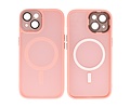 BAOHU Hoesje Geschikt voor de iPhone 14 / iPhone 13 - Mat-Transparent met Camera Beschermer Magnetic Case - Roze
